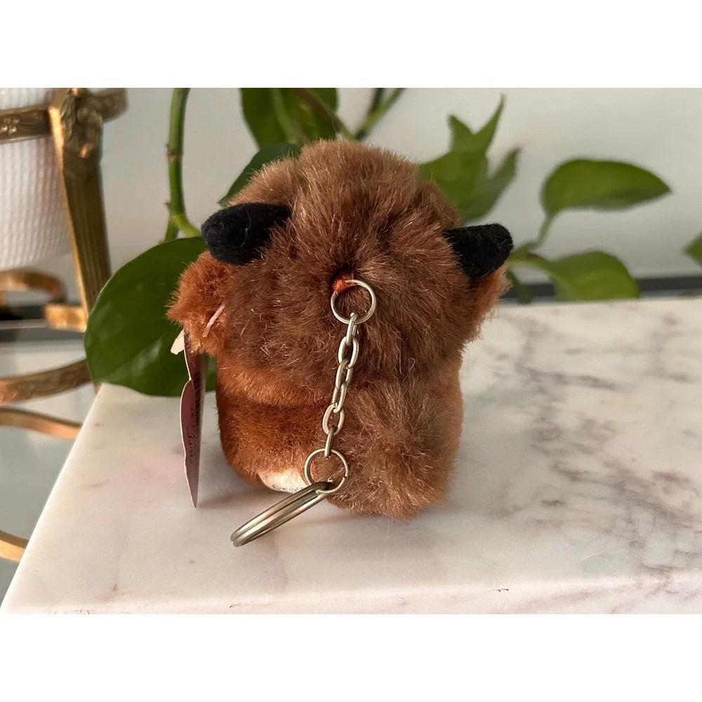 Vintage 1997 Puffkins Biff Buffalo Plush Keychain Swibco Brown Bison 6628-K
